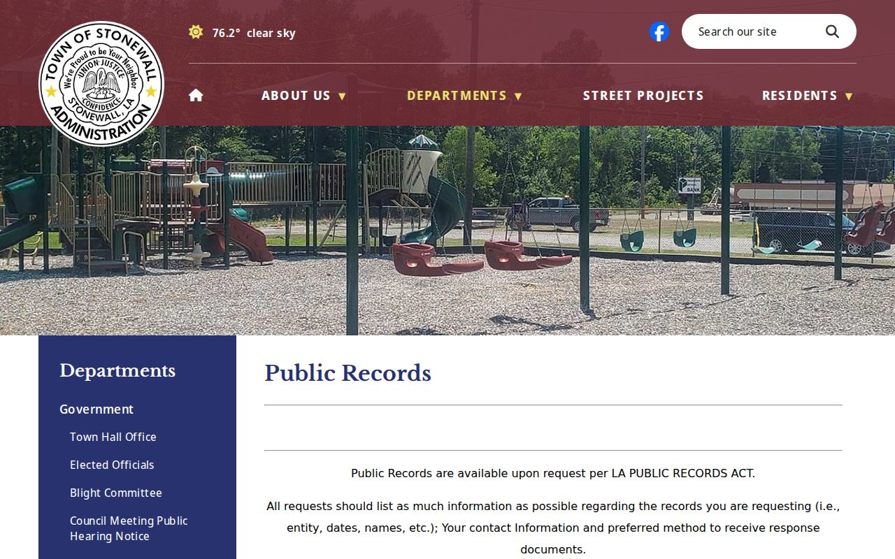 DeSoto Parish court records Stonewall public records request information